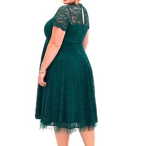 SPECIAL OCCASIONS GREEN LACE & TULLE MIDI DRESS